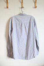 Van Heusen Classic Fit Traveler White Black Blue Gray Plaid Button Down Shirt | XL (17-17.5)