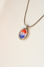 Blue Red White Pendant Sterling Silver Necklace