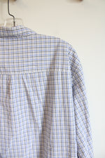 Van Heusen Classic Fit Traveler White Black Blue Gray Plaid Button Down Shirt | XL (17-17.5)