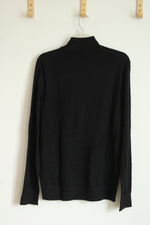 NEW Express Black Wool Blend Mock Quart Zip Sweater | M