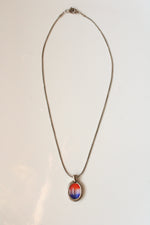 Blue Red White Pendant Sterling Silver Necklace