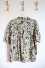 Newport Blue & Brown Flower & Grasshopper Button Down Shirt | XL (17-17.5)