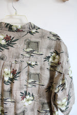Newport Blue & Brown Flower & Grasshopper Button Down Shirt | XL (17-17.5)