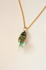 Green Fantail Fish Pendant Necklace