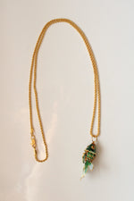 Green Fantail Fish Pendant Necklace