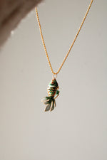 Green Fantail Fish Pendant Necklace