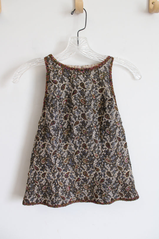 Adrianna Papell Beaded Paisley Silk Top | 10P
