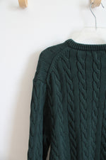 J.Crew Green Cable Knit Chunky Sweater | L