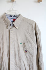 Tommy Hilfiger Tan Button Down Cotton Shirt | L