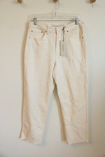 NEW Justusa Off-White Raw Hem Jeans | 12