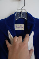 Vintage Vanity Fair Blue Stripe Velour Full Zip Lounge Robe | 10
