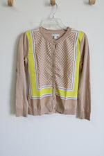 New York & Co. Tan Yellow Patterned Cardigan | S