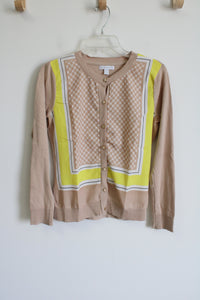 New York & Co. Tan Yellow Patterned Cardigan | S