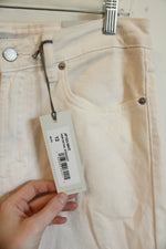 NEW Justusa Off-White Raw Hem Jeans | 12