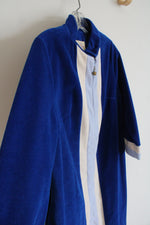 Vintage Vanity Fair Blue Stripe Velour Full Zip Lounge Robe | 10