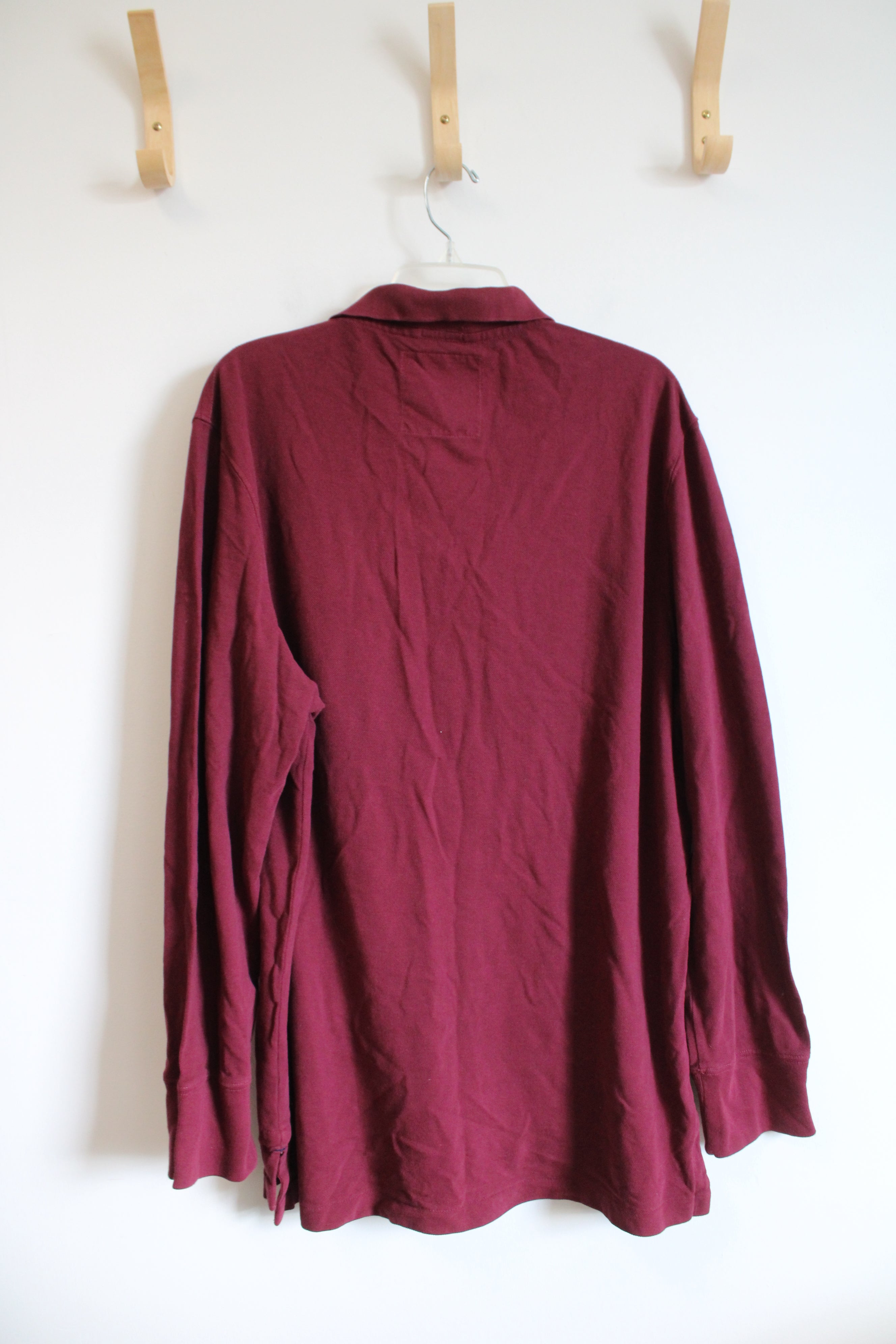 American Eagle Vintage Fit Maroon Collared Henley Shirt | XXL