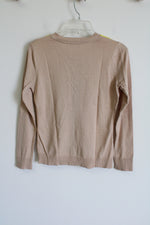 New York & Co. Tan Yellow Patterned Cardigan | S
