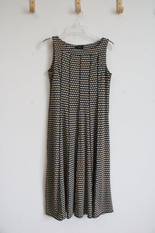 Ile New York Black & Tan Diamond Patterned Dress | 8