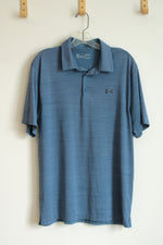 Under Armour Loose Blue Heathered Heatgear Polo | L