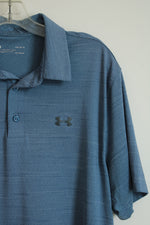 Under Armour Loose Blue Heathered Heatgear Polo | L