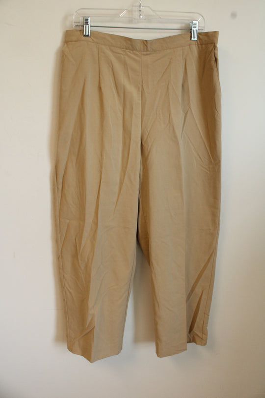 NEW Alfred Dunner Tan Wide Leg Elastic Waistband Pants | 16