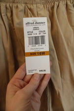 NEW Alfred Dunner Tan Wide Leg Elastic Waistband Pants | 16