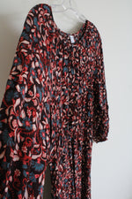 Old Navy Maroon & Blue Floral Long Sleeved Dress | L