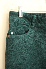 Elle Teal Paisley Corduroy Pants | 8