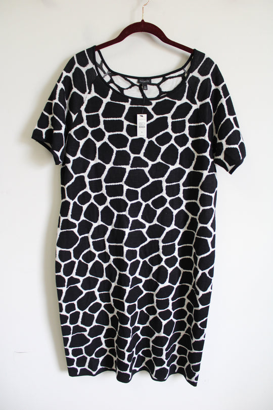 NEW Talbots Black Giraffe Knit Sweater Dress | XL