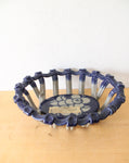 Blue & Gray Lattice Pottery Biscuit Basket