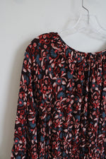 Old Navy Maroon & Blue Floral Long Sleeved Dress | L