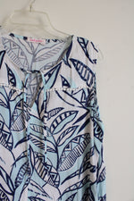 Fresh Produce Blue & White Tropical Patterned Dress | XL