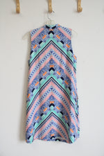 Tommy Bahama Blue Green & Pink Patterned Linen Blend Dress | M