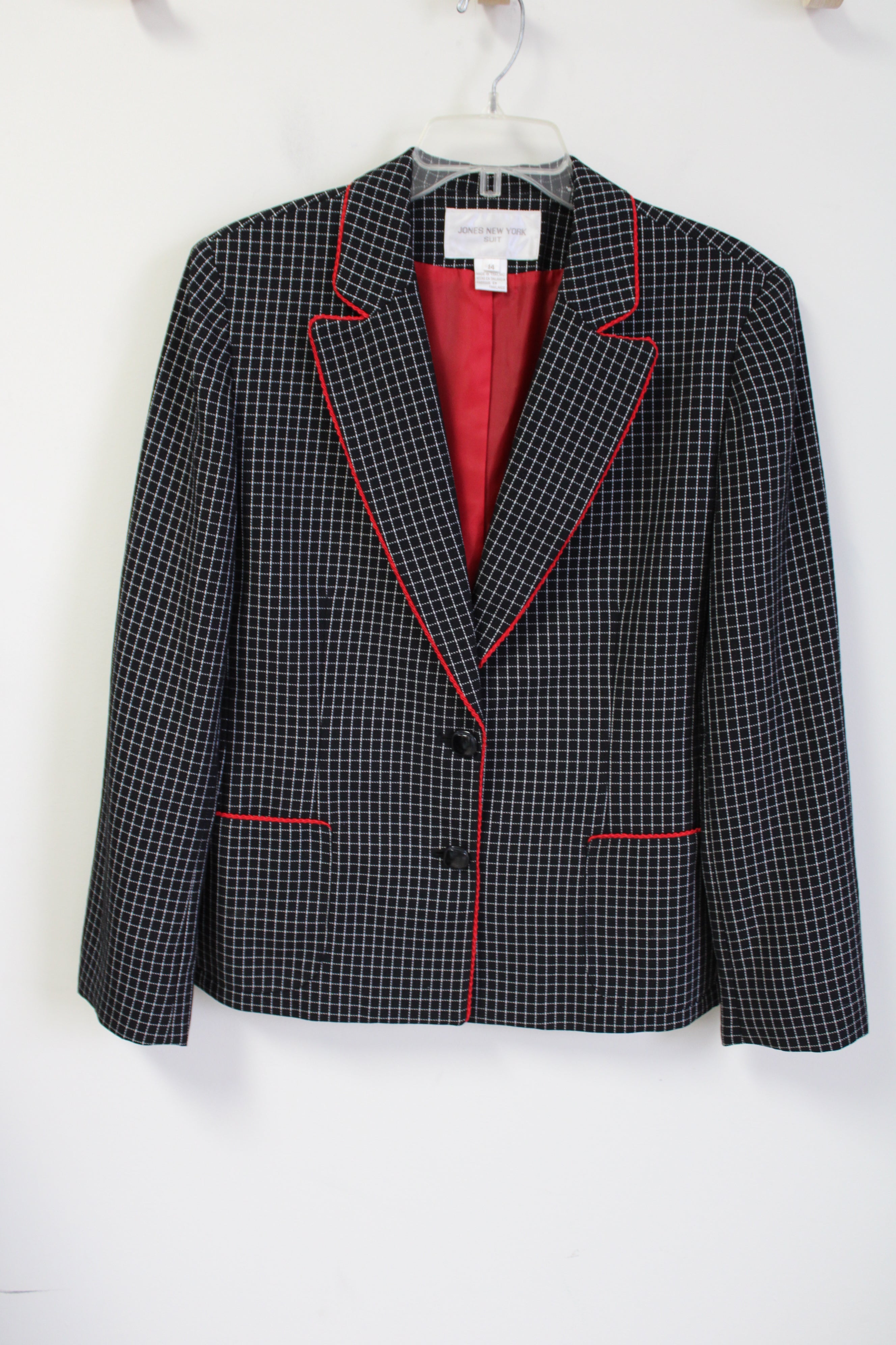 Jones New York Black Plaid Blazer | 14