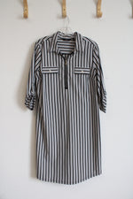 Mlle Gabrielle Black & White Striped 1/4 Zip Dress | XL