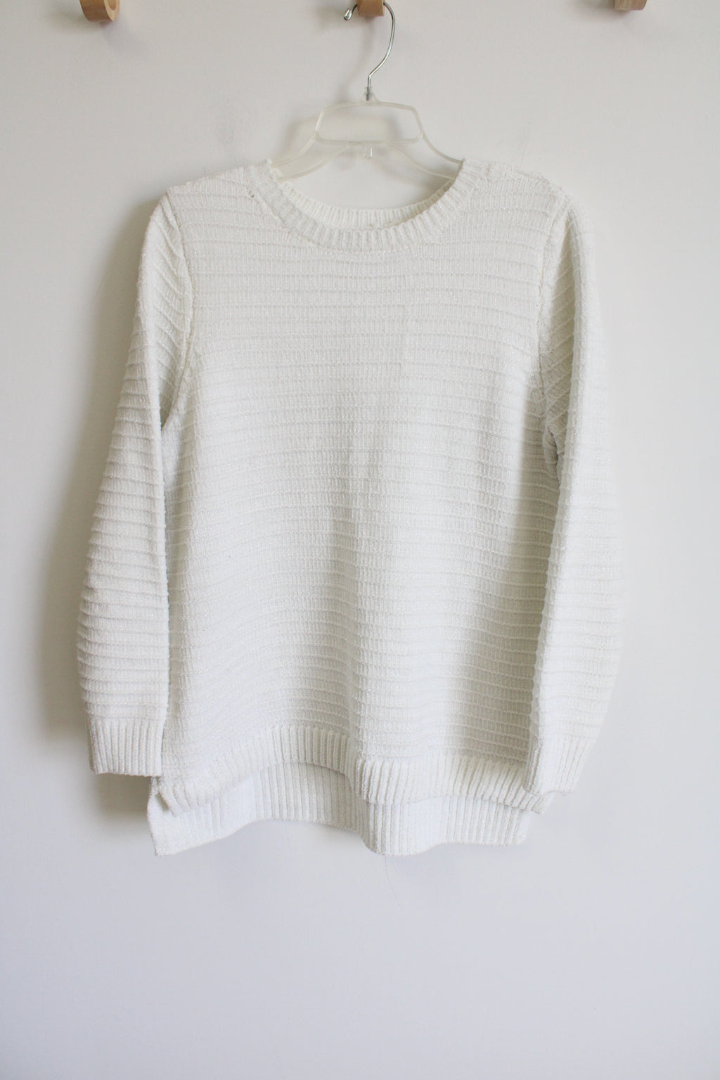 Christopher & Banks White Shimmer Knit Sweater | M