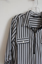 Mlle Gabrielle Black & White Striped 1/4 Zip Dress | XL