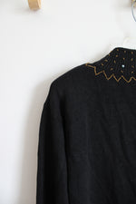 Bonnie Evans Gold Sequined & Beaded Black Sweater | S