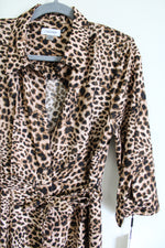 NEW Calvin Klein Leopard Collared Button Down Dress | 8