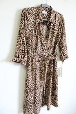 NEW Calvin Klein Leopard Collared Button Down Dress | 8