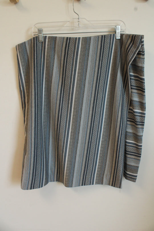 J. Jill Blue and Black Tribal Printed Wrap Skirt | XL
