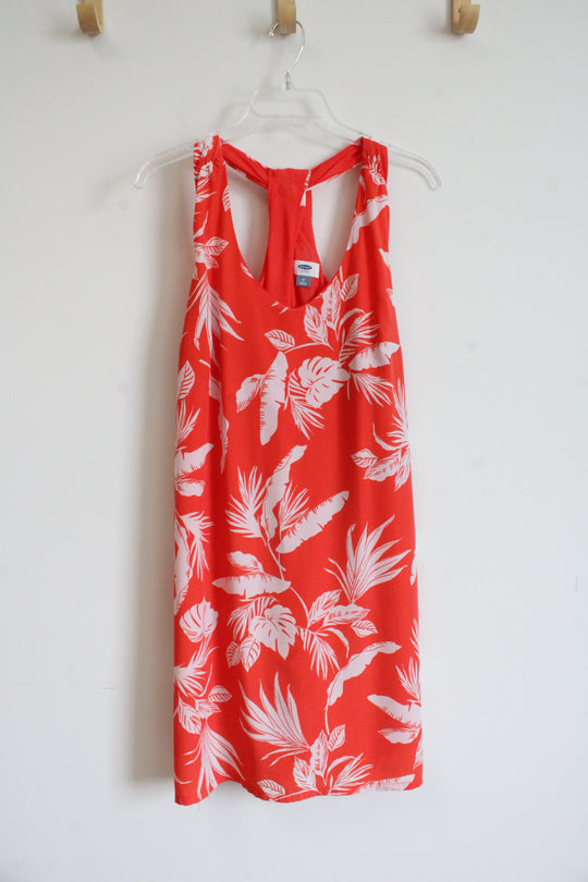 Old Navy Orange & White Tropical Patterned Dress | M