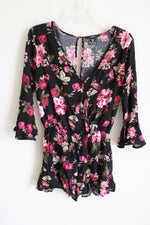 Forever 21 Black Floral Romper | L