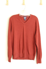 Lands' End Rust V-neck Pullover Sweater | M