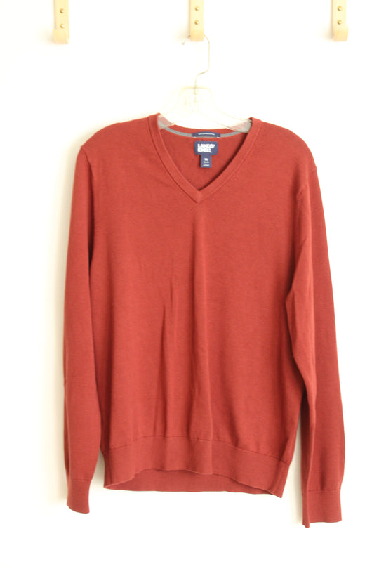 Lands' End Rust V-neck Pullover Sweater | M