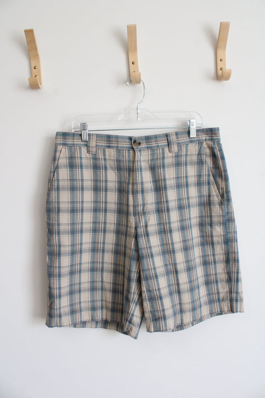 Columbia Blue & Tan Plaid Shorts | 34
