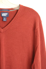 Lands' End Rust V-neck Pullover Sweater | M