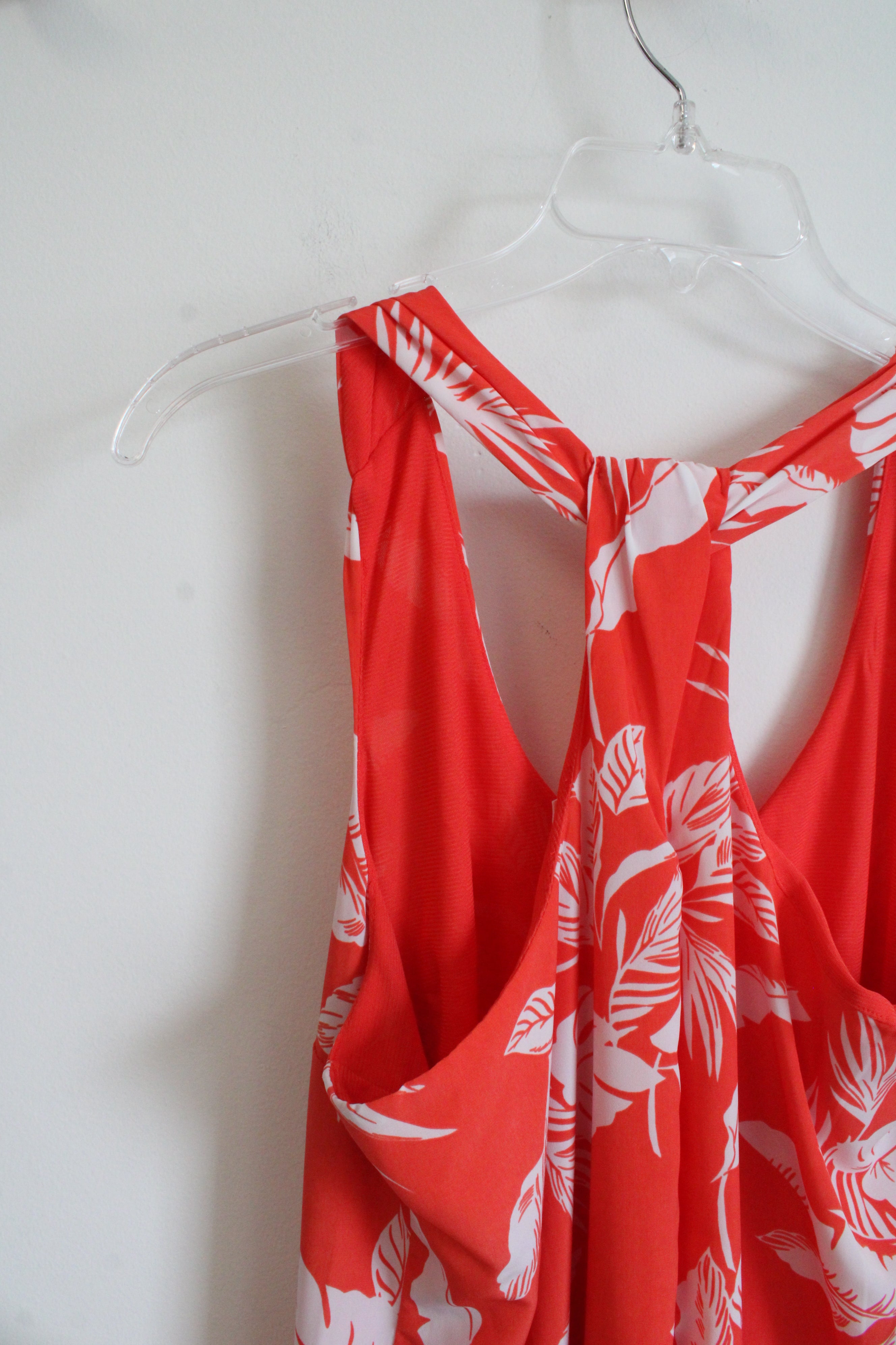 Old Navy Orange & White Tropical Patterned Dress Old Navy Orange & White Tropical Patterned Dress