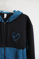 Xersion Black & Blue Partial Fleece Lined Full Zip Jacket | XXL