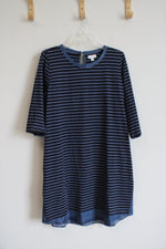 J.Jill Navy & Blue Striped Cotton Dress | L